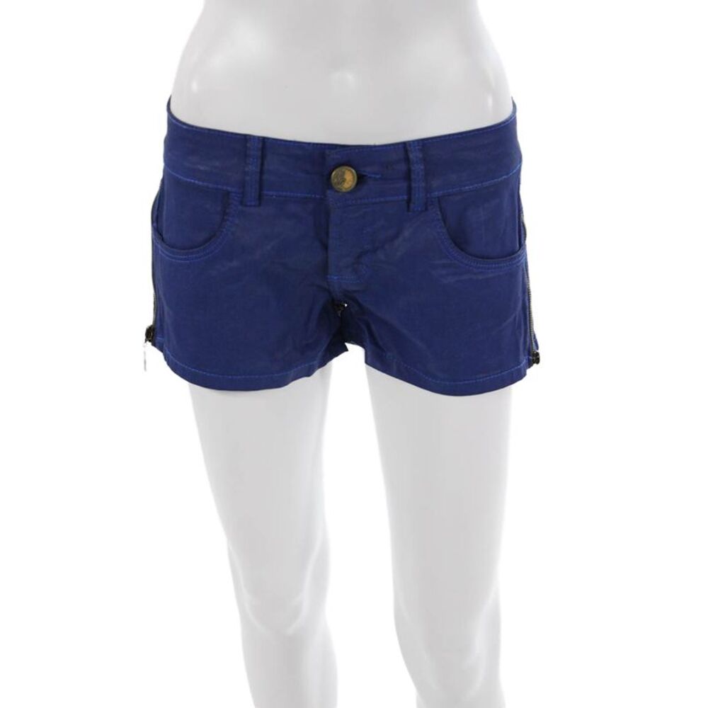 Colcci Unisex Blue Solid Cotton Beach Shorts Button Waist Size 2